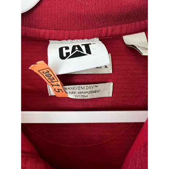 CAT Caterpillar Gift Uniform Polo Shirt Top Embroidered Large Red Collar Button - Picture 3 of 7